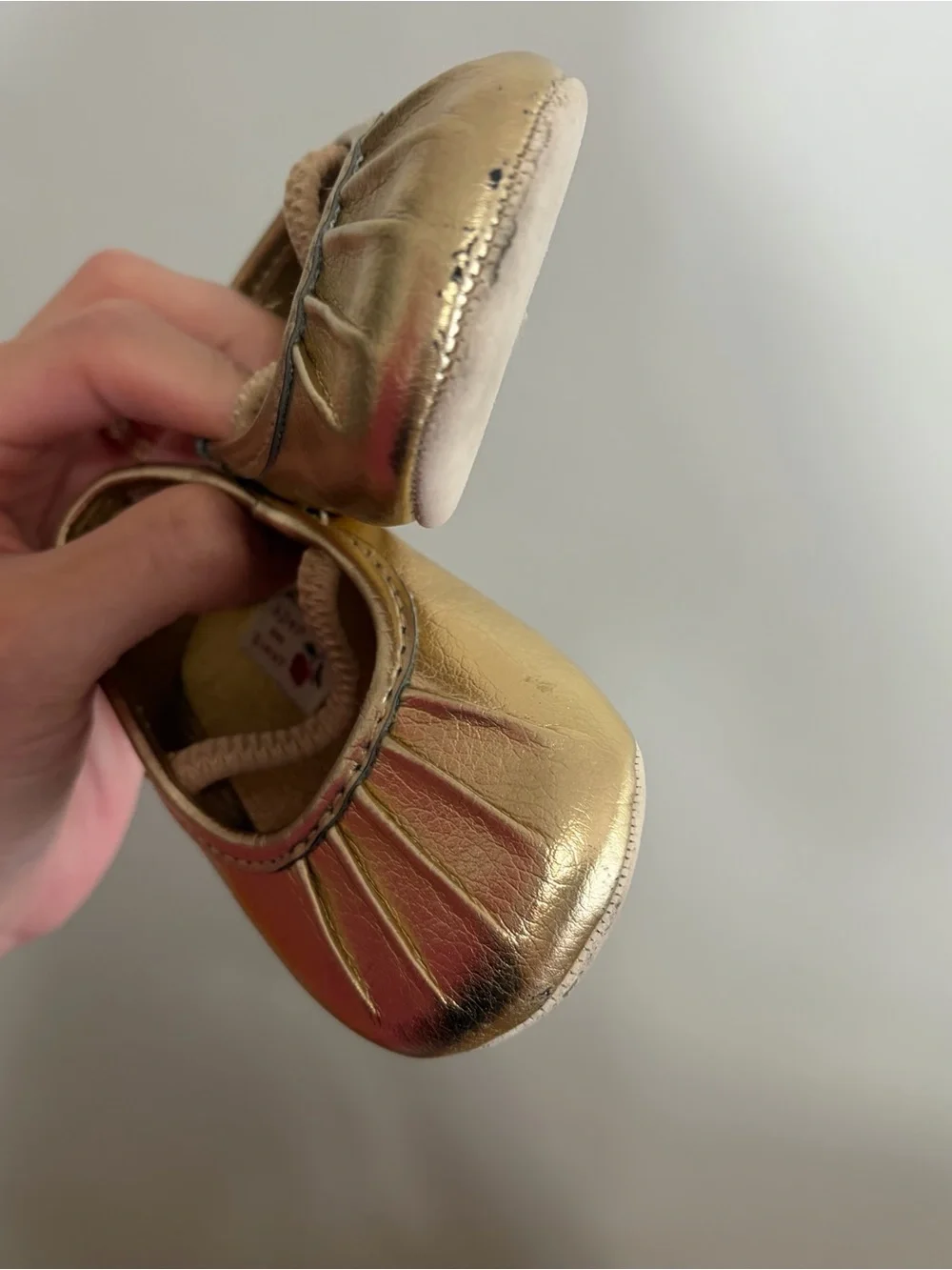 Janie and Jack baby gold flats size 2
